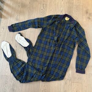 Unisex Flannel Footed Pajamas - Blue and Green